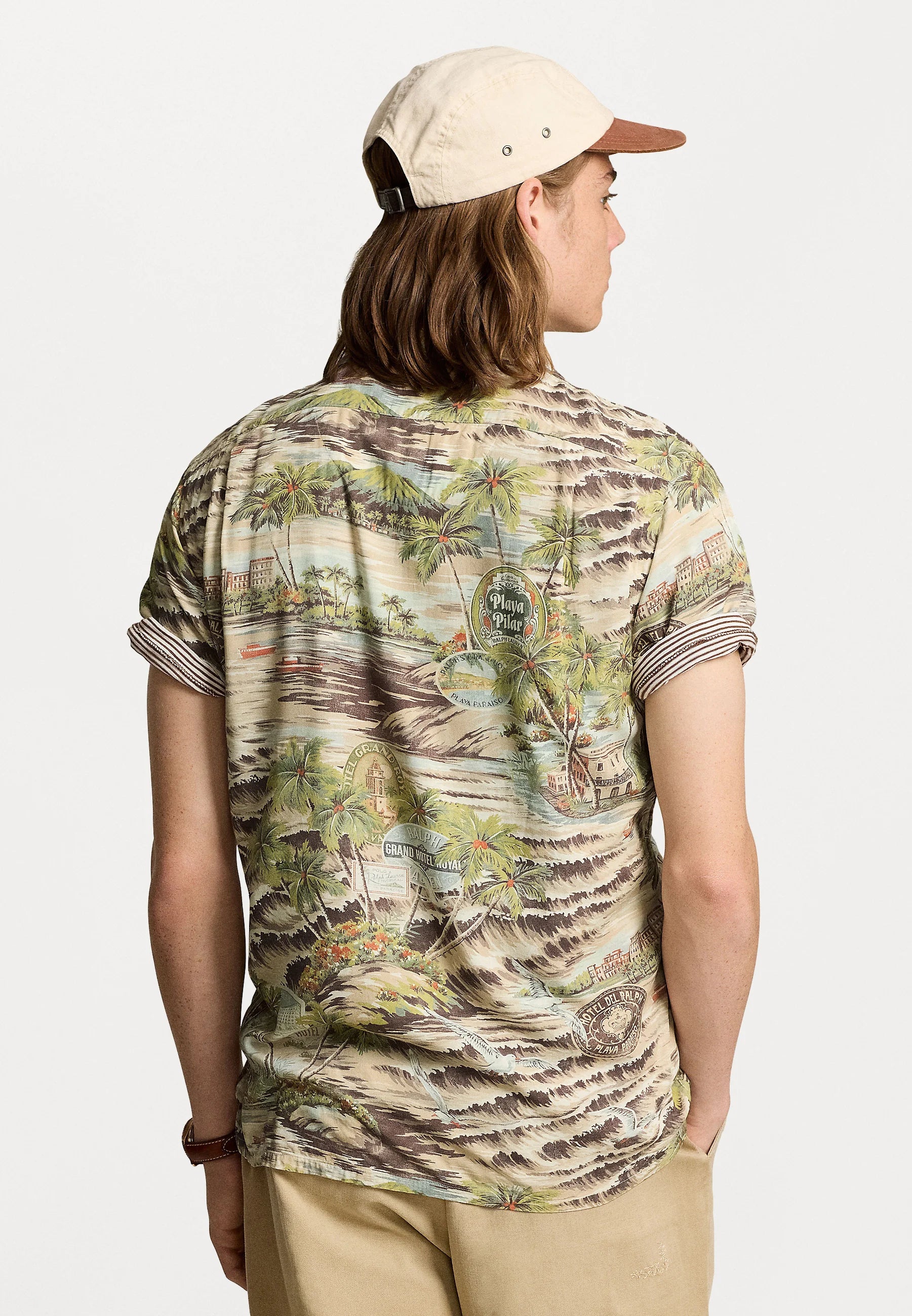 Classic Beach-Print Camp Shirt