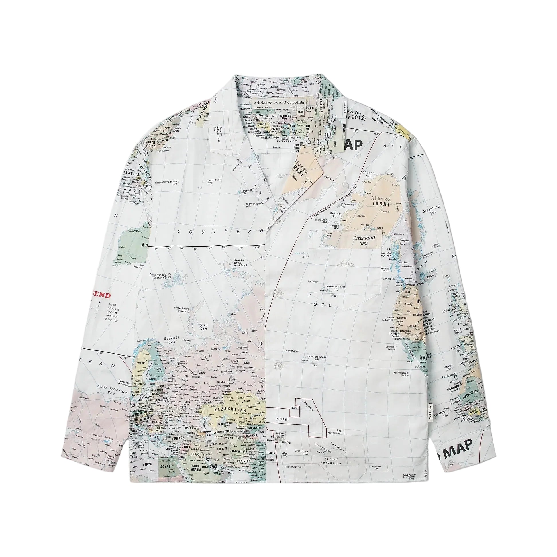 Map Print Long Seeve Pajama Shirt