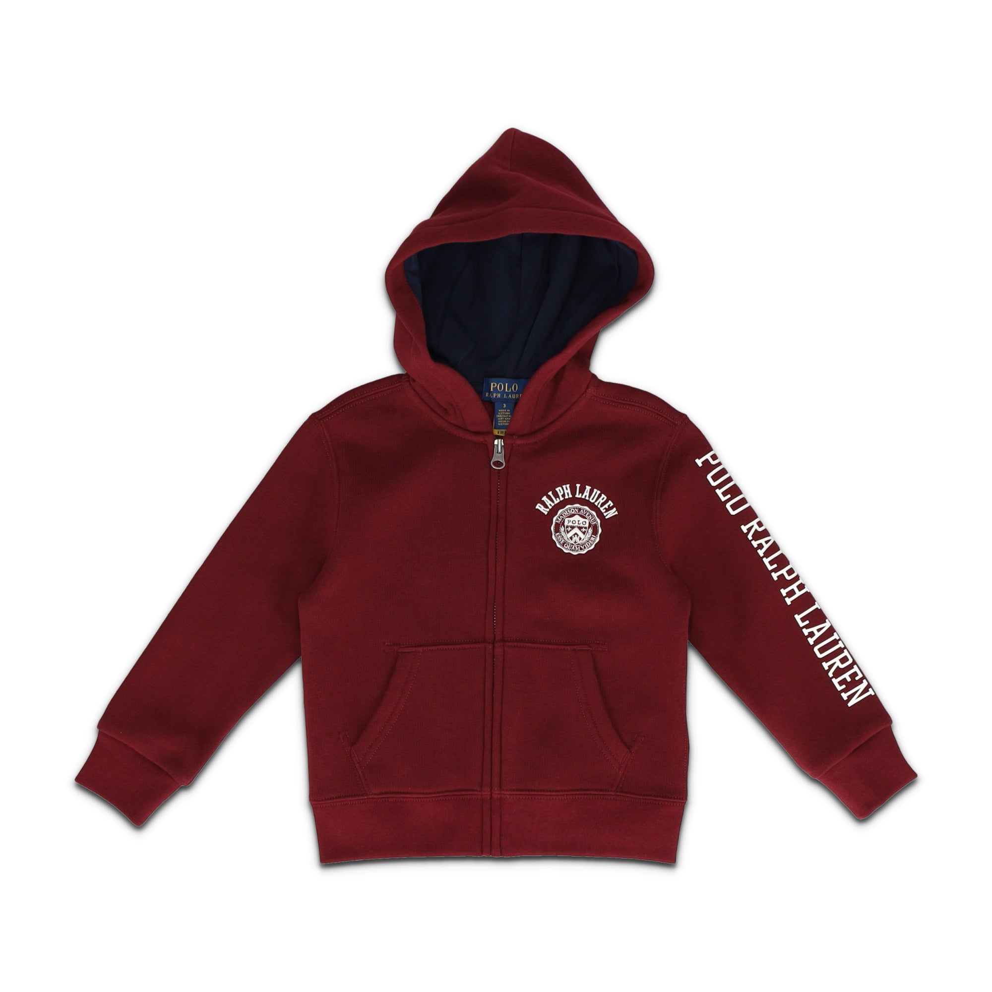 Kid Logo Fleece Full Zip Red Hoodie
