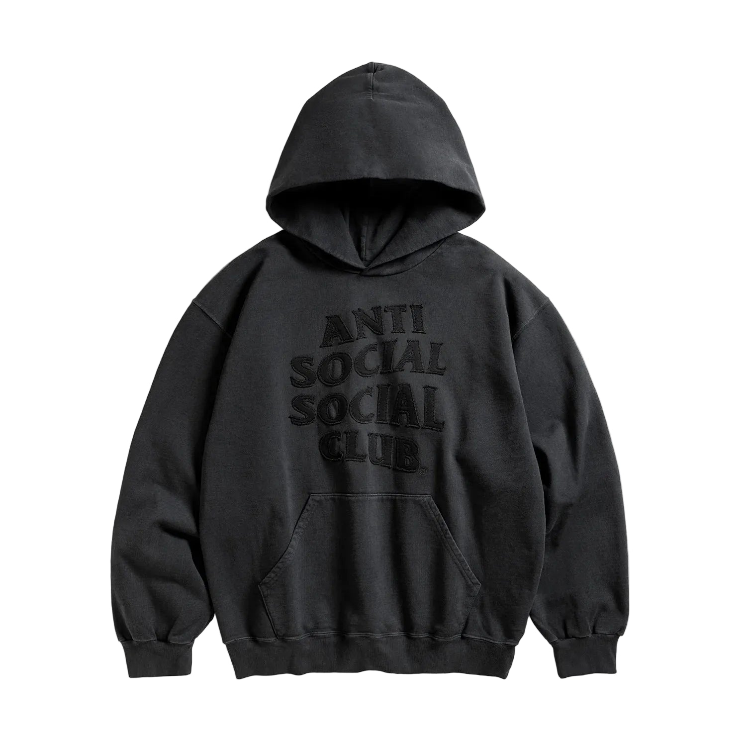 Toned Down Applique Black Pullover Hoodie