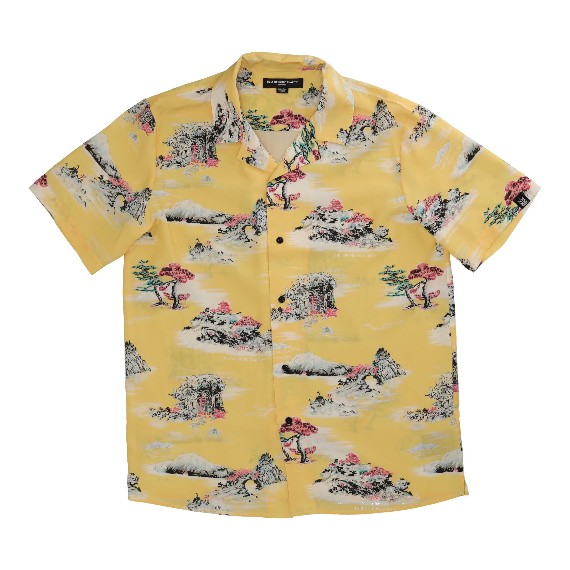 Cuban Short Sleeve Woven Shirt Yellow