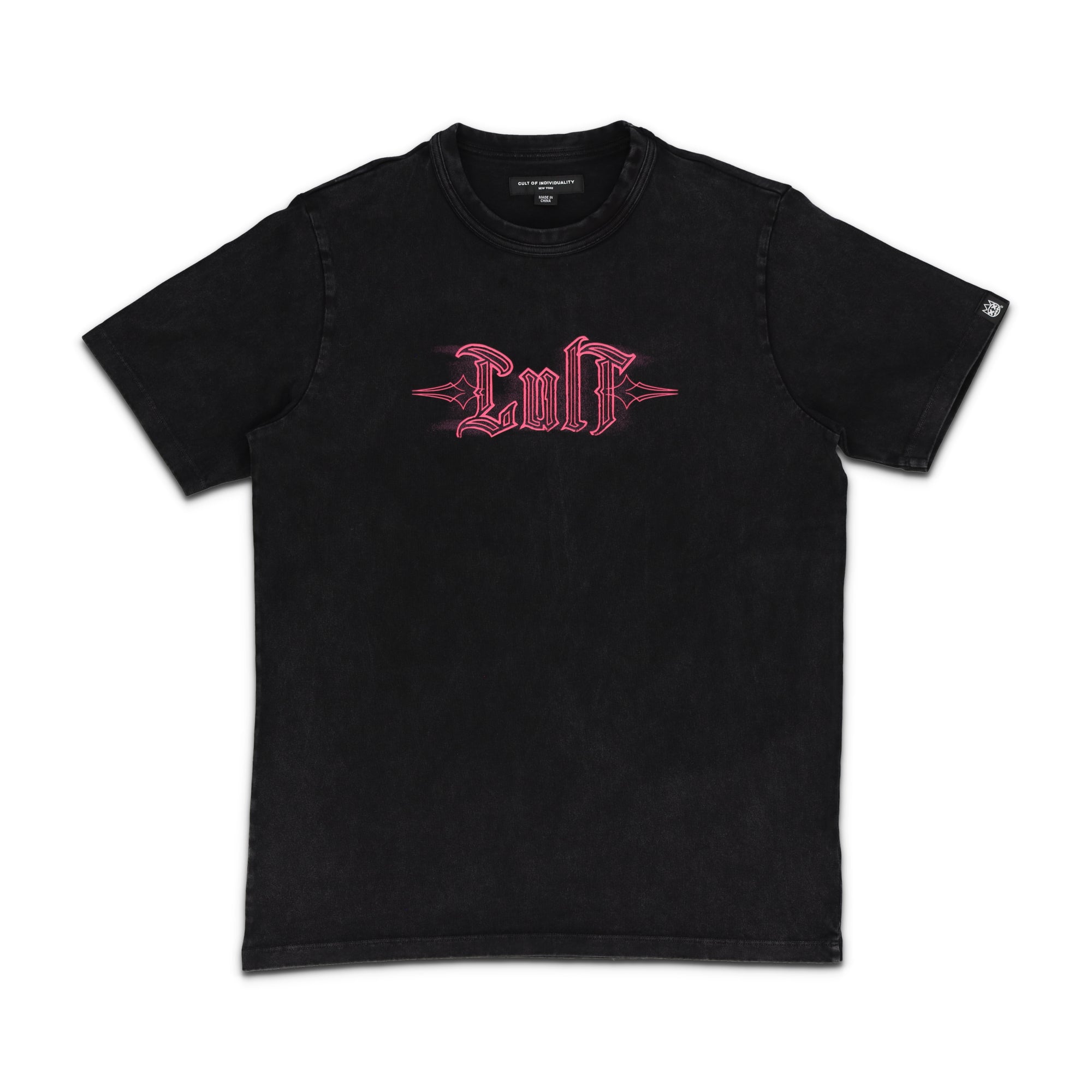 Short Sleeve Pinstripe Logo Crew Neck T-Shirt