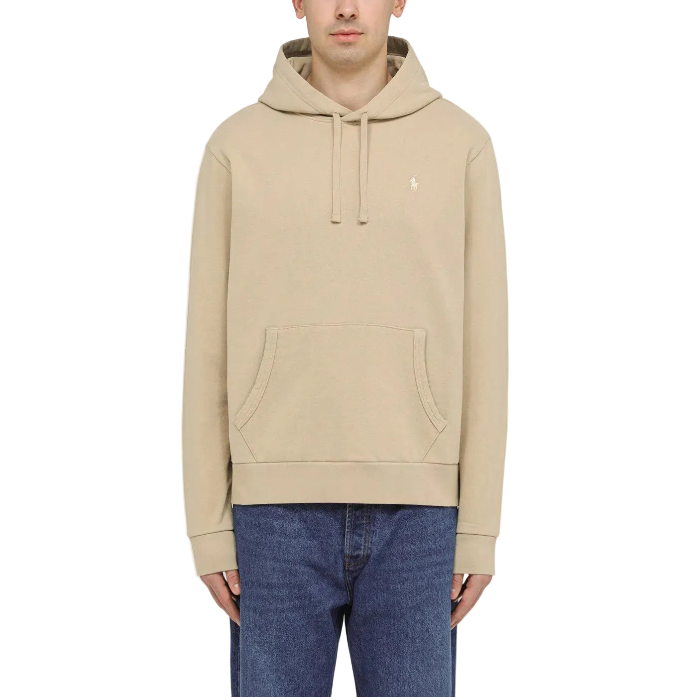 Beige cotton Pullover Hoodie