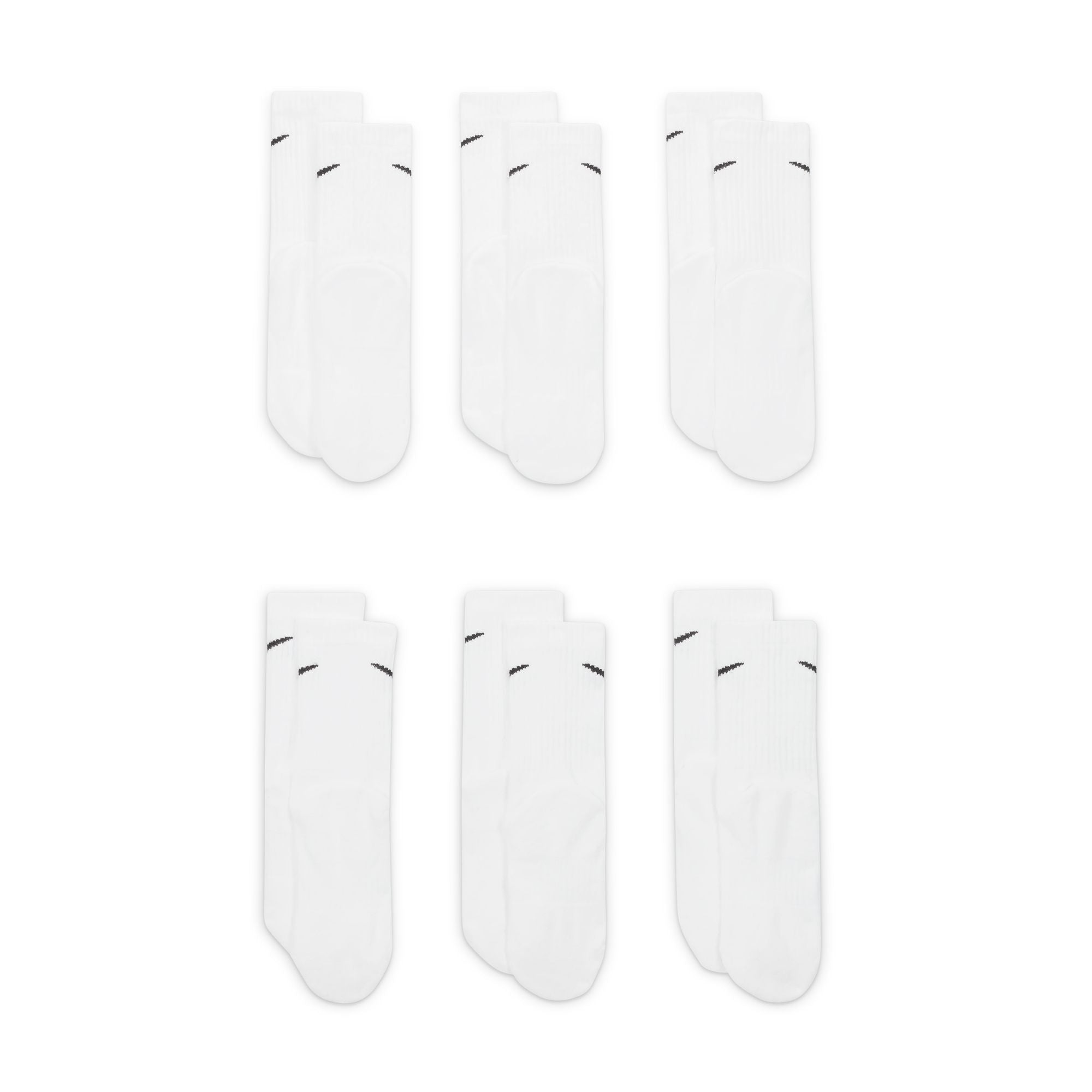 Everyday Cushioned 6 Pairs Crew White Socks