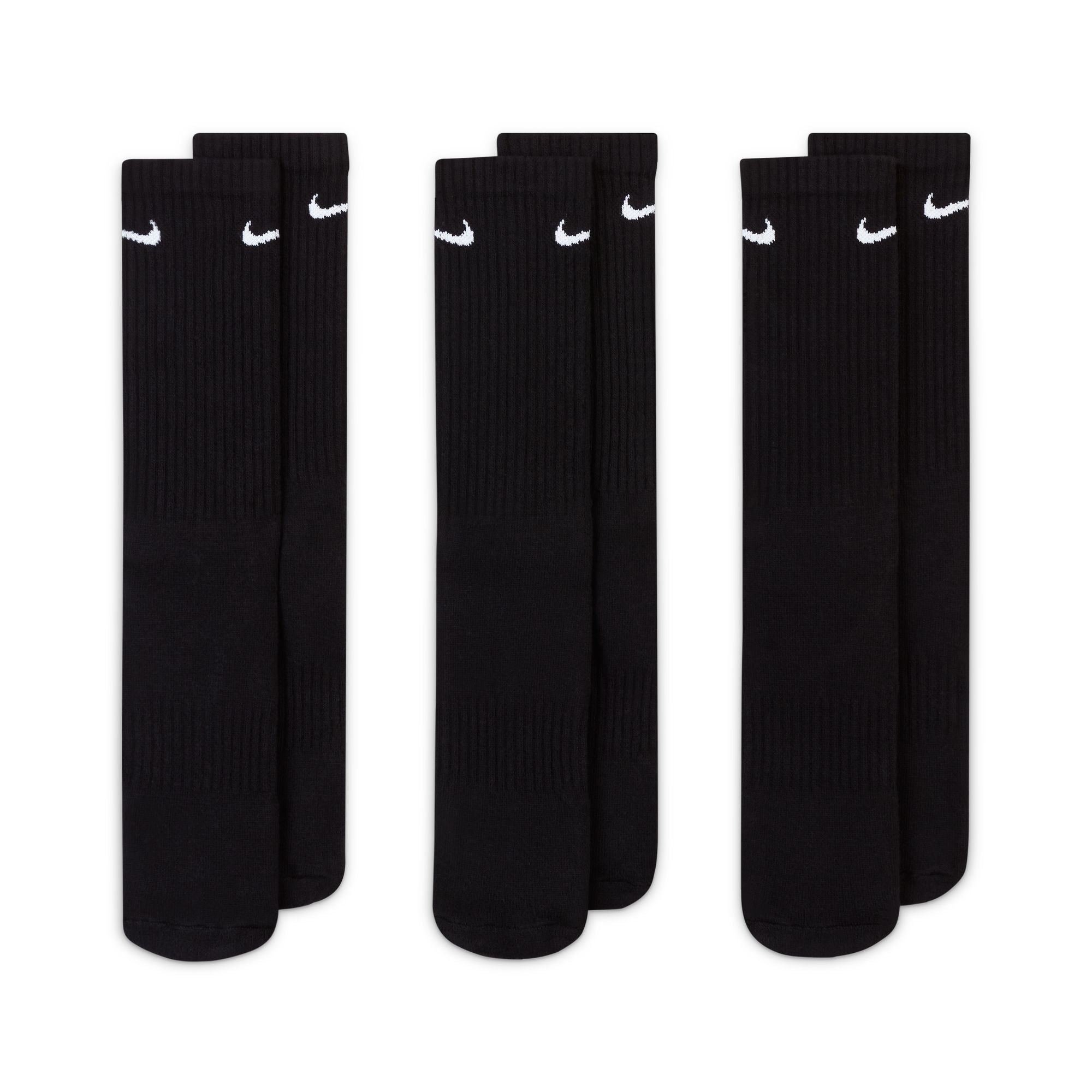 Everyday Cushioned 3 Pairs Training Crew Black Socks