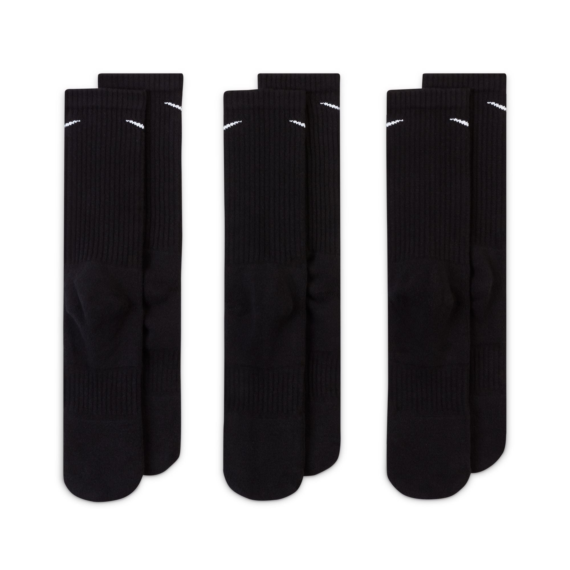 Everyday Cushioned 3 Pairs Training Crew Black Socks