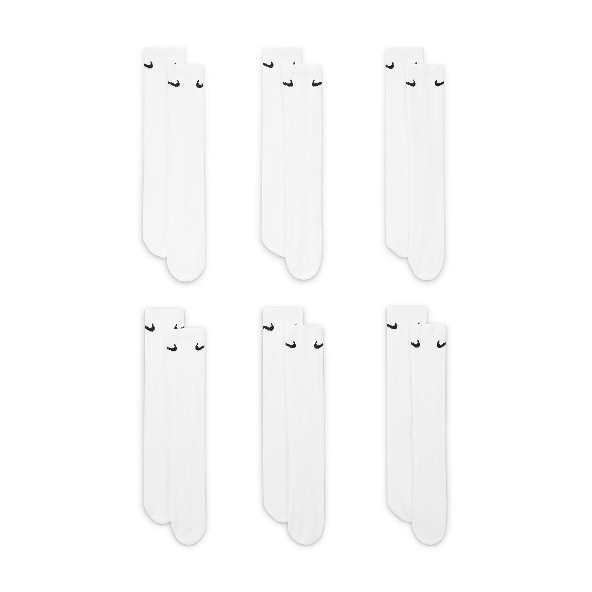 Everyday Cushioned Training 6 Pairs Crew White Socks