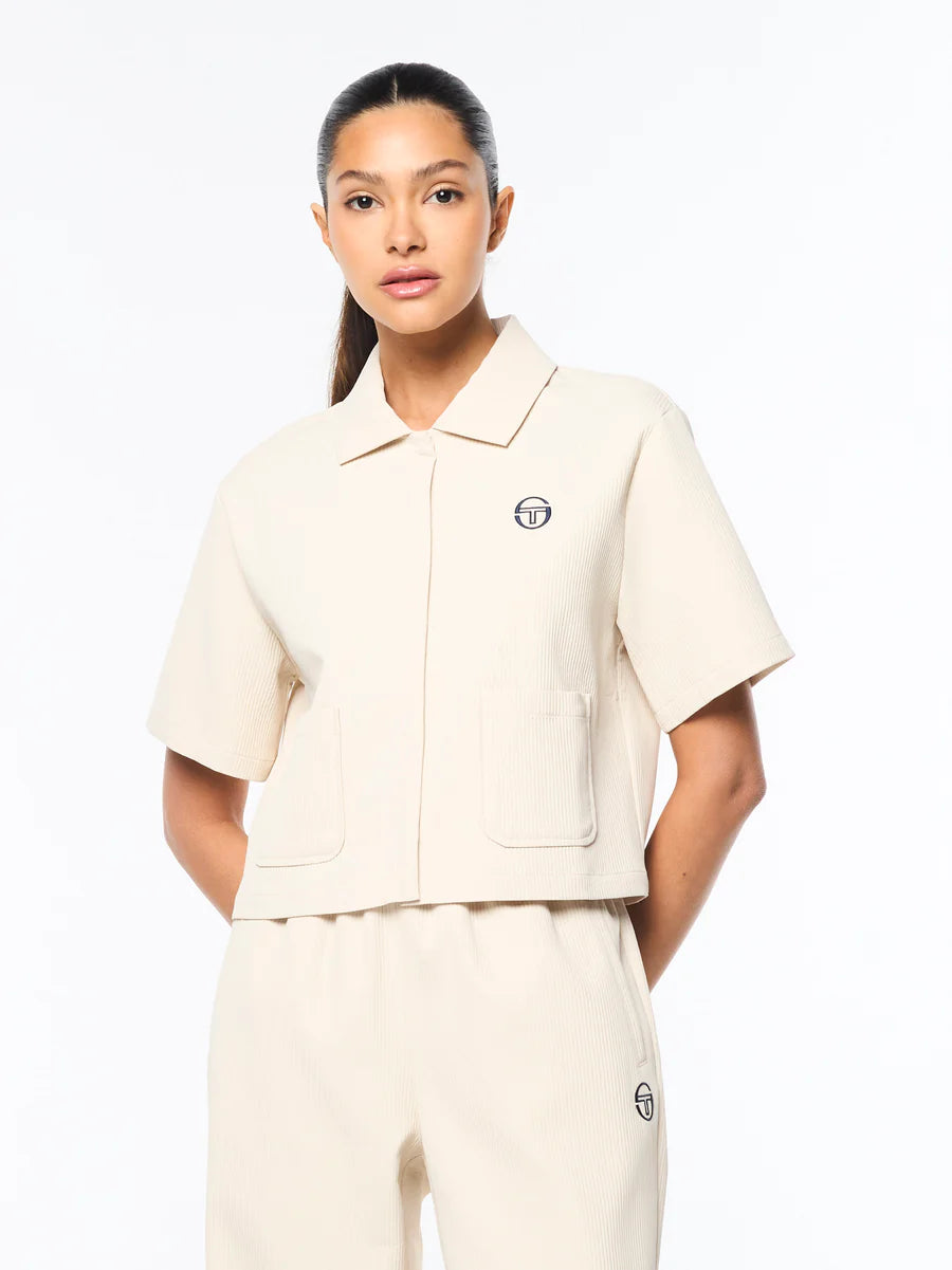 Mia Cropped Shirt- Fog