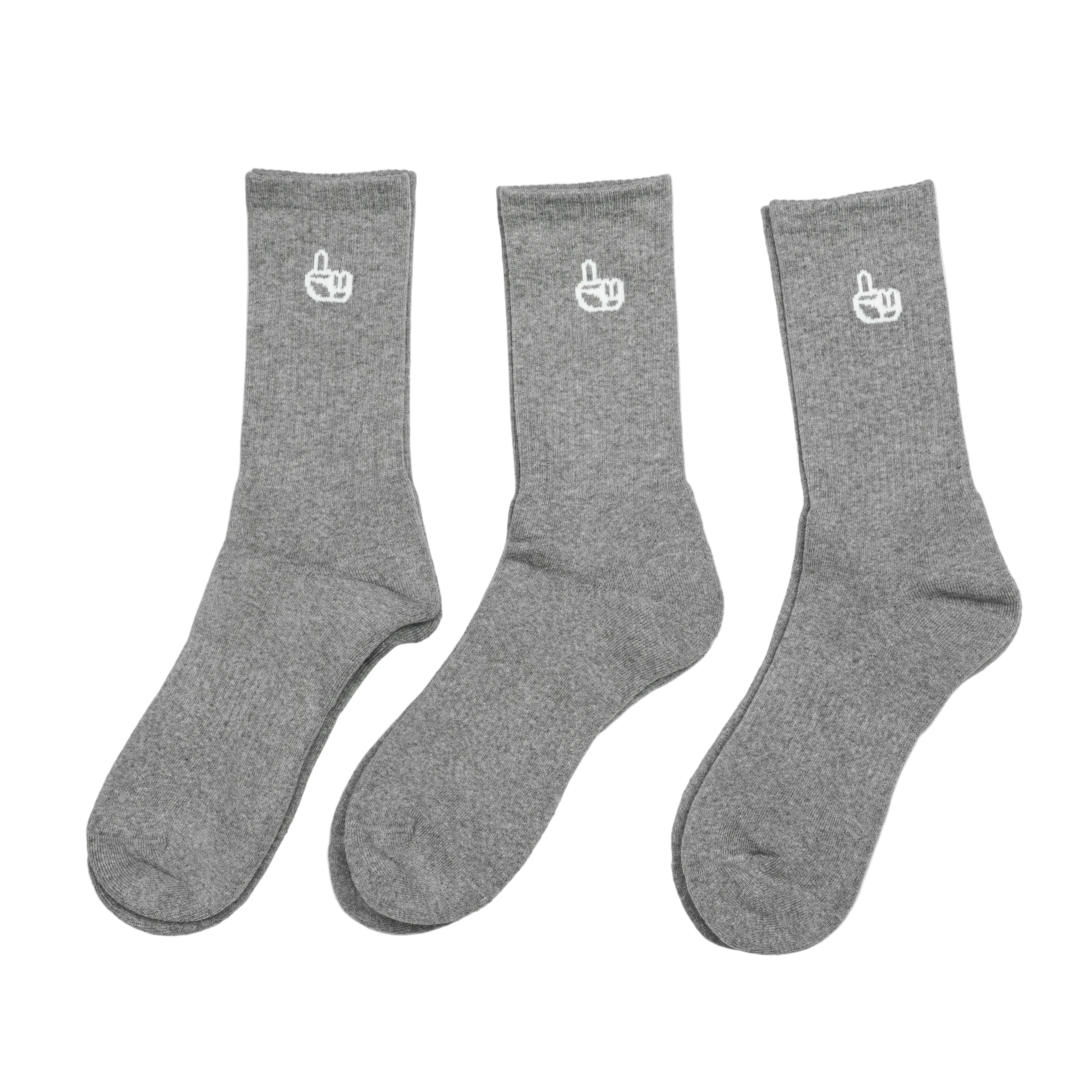 Smaller Finger Logo Pack of 3 Quarter Gray Sock