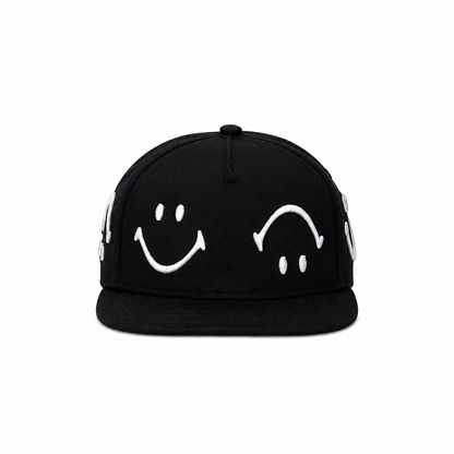 Smiley Face 6-Panel Black Hat