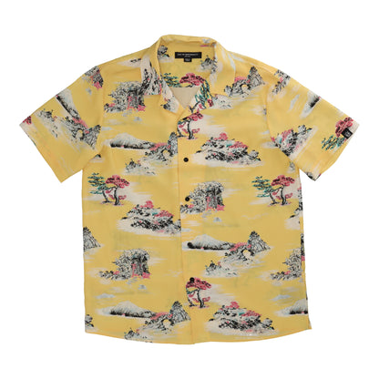 Cuban Short Sleeve Woven Shirt Yellow