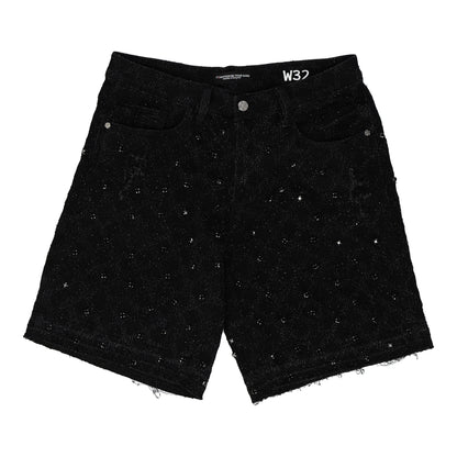 Barboque Weave Fancy Stone Denim Black Short