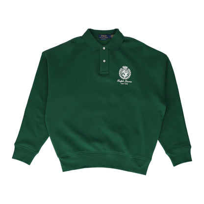 Relaxed Fit Fleece Graphic Green Sweatshirt