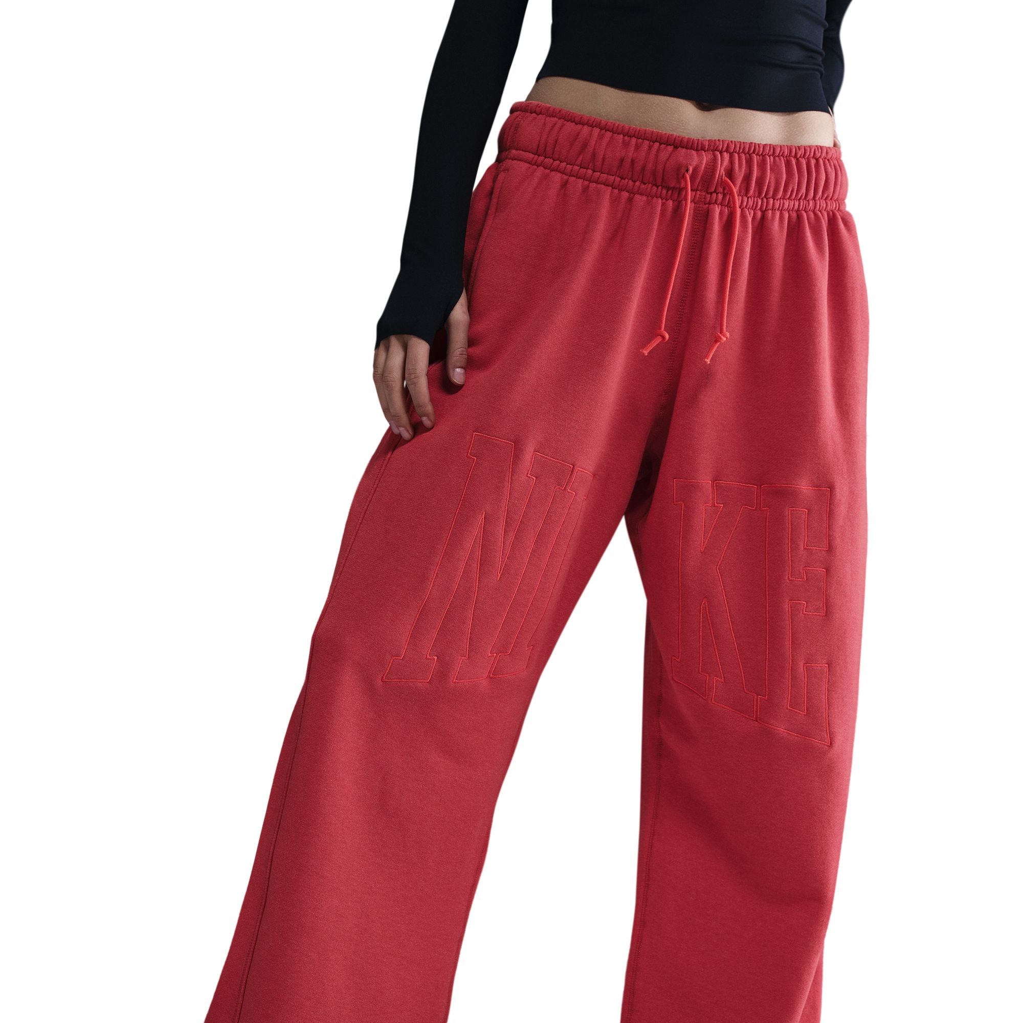 Mid-Rise Oversized Open-Hem French Terry Pants
