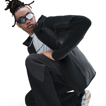 Tech Color Block Open Hem Fleece Black  Pants