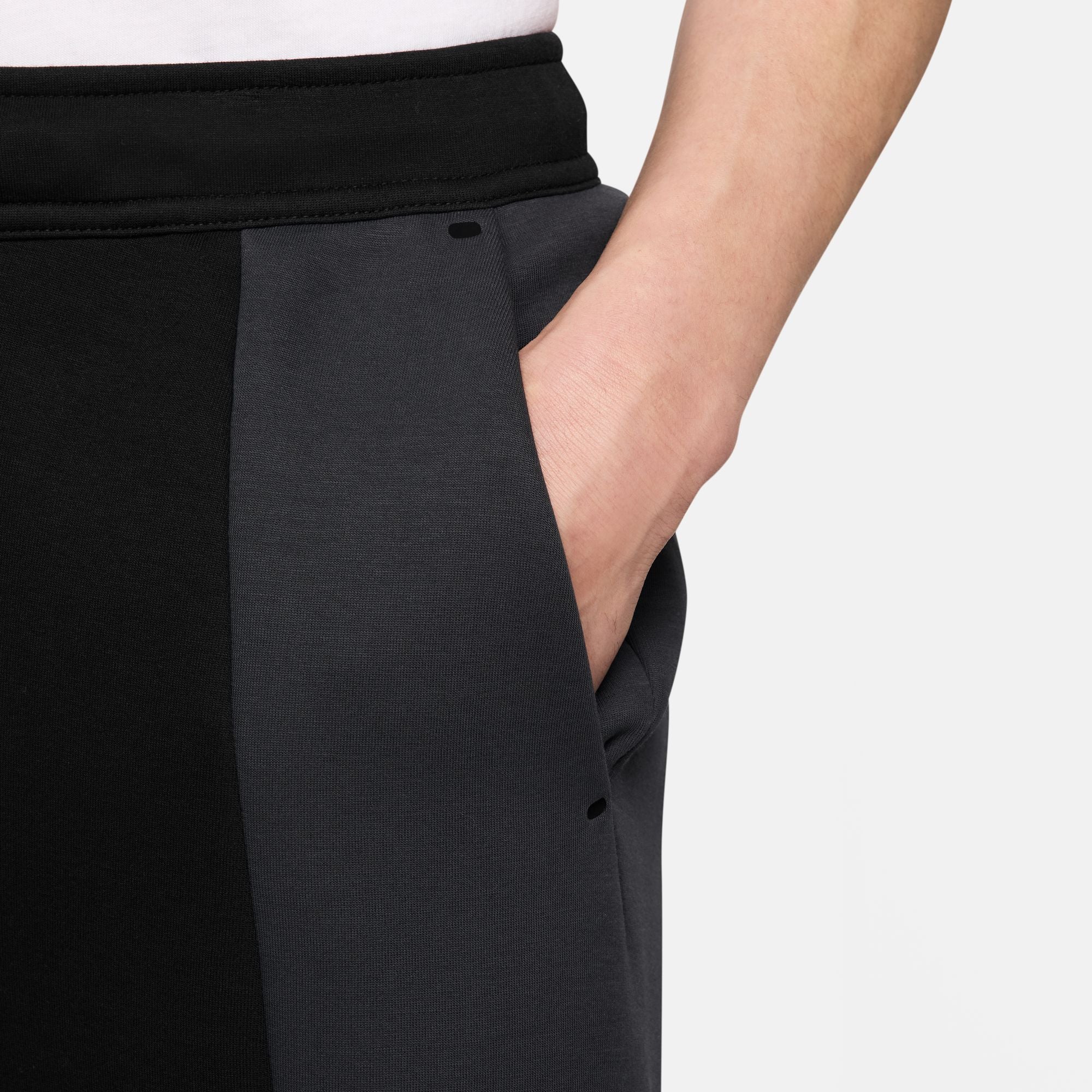 Tech Color Block Open Hem Fleece Black  Pants