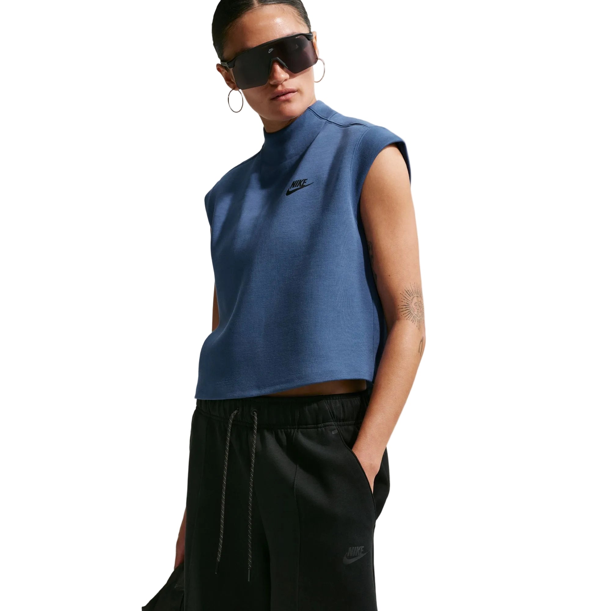 Tech Fleece Short Sleeve  Blue Top T-Shirt
