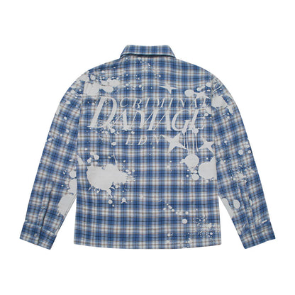 Bleached Plaid Blue Shirt