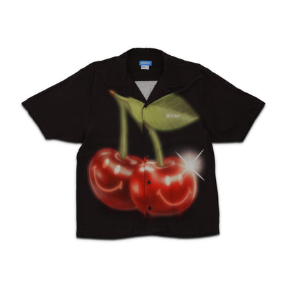 Smiley Cherries SS Button Black