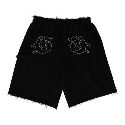 Carpenter Distressed Black Shorts