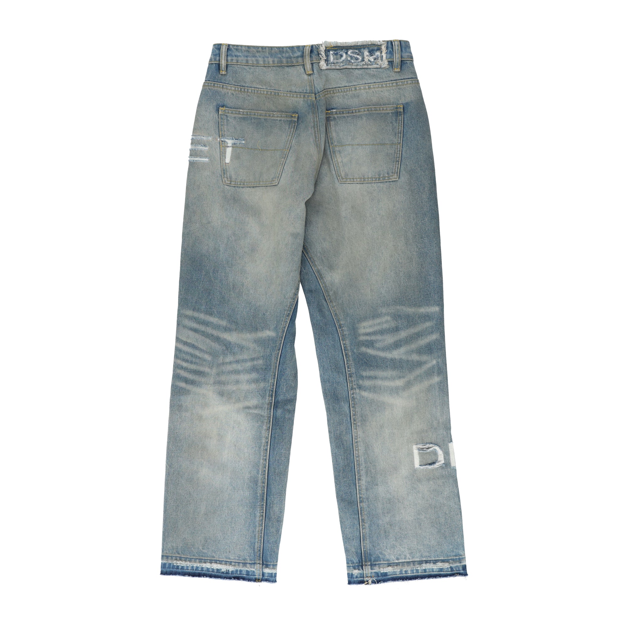 Distressed Stencil Blue Denim