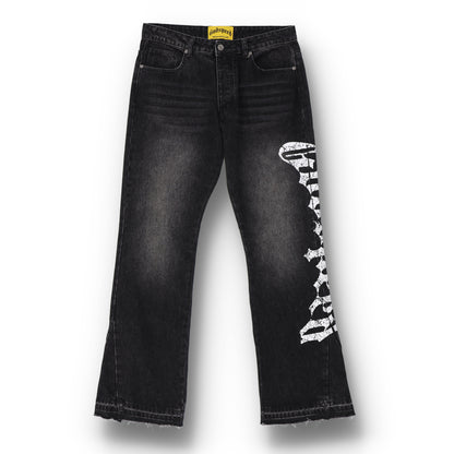 OG Logo Flared Grey Denim Jeans