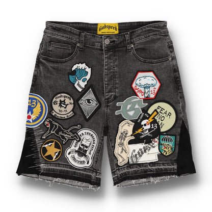 Patchwork Denim V2 Gray Shorts