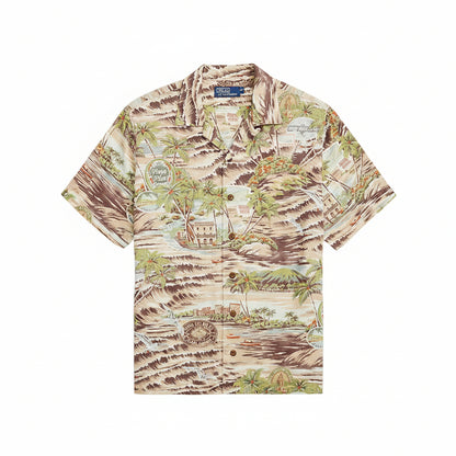 Classic Beach-Print Camp Shirt