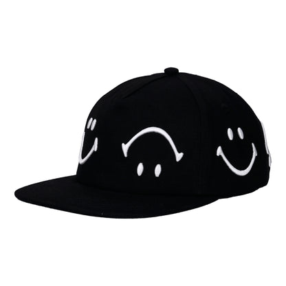 Smiley Face 6-Panel Black Hat