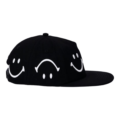 Smiley Face 6-Panel Black Hat