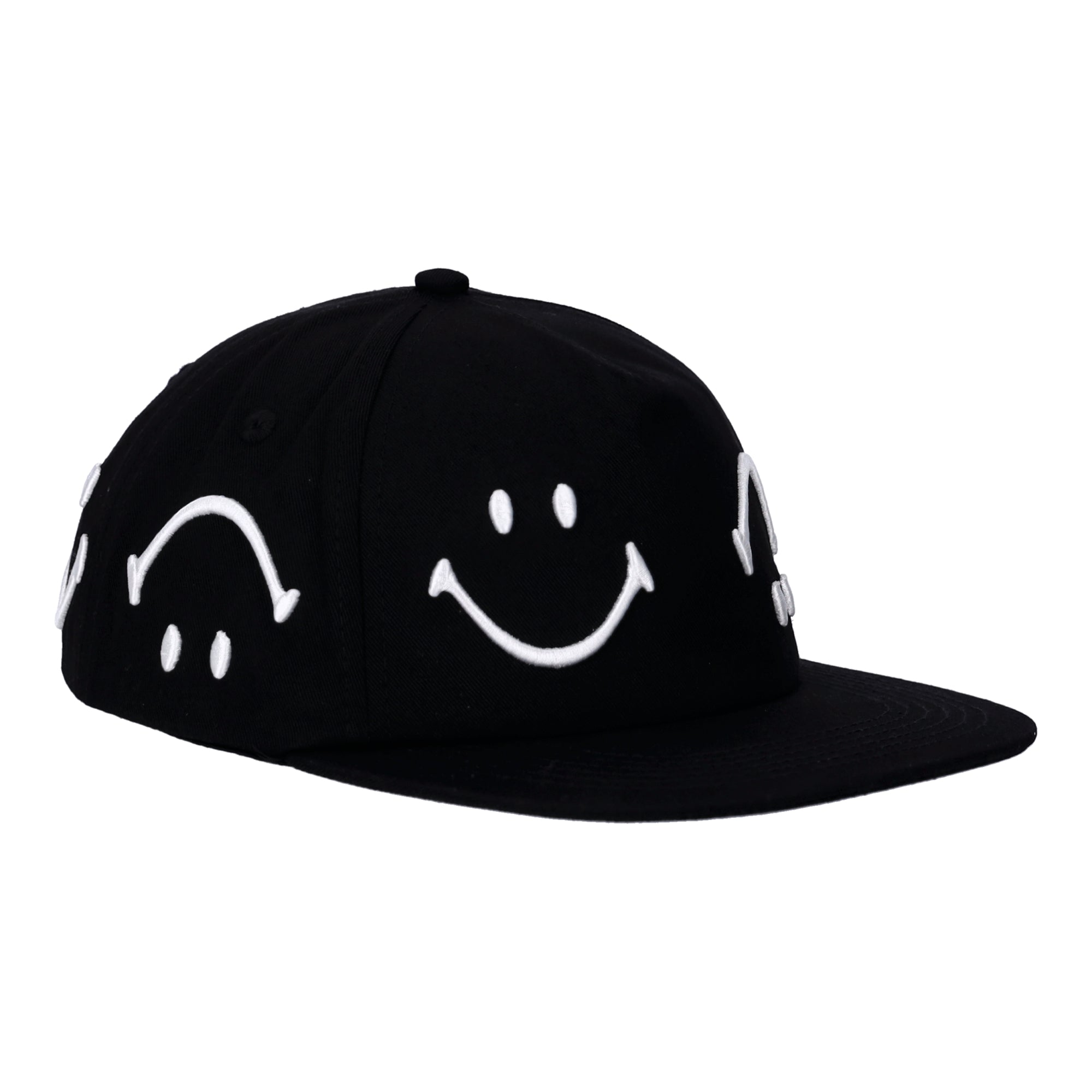 Smiley Face 6-Panel Black Hat