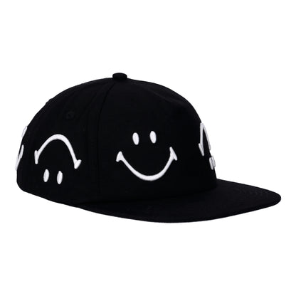 Smiley Face 6-Panel Black Hat