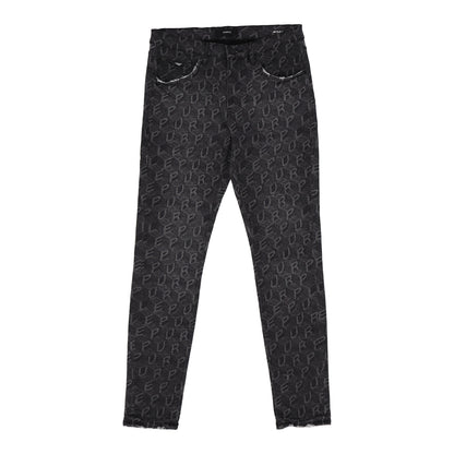 Skinny Printed Monogram Black Denim Jean