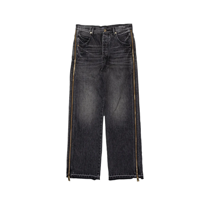 Full Side Zip Faded Denim Jeans