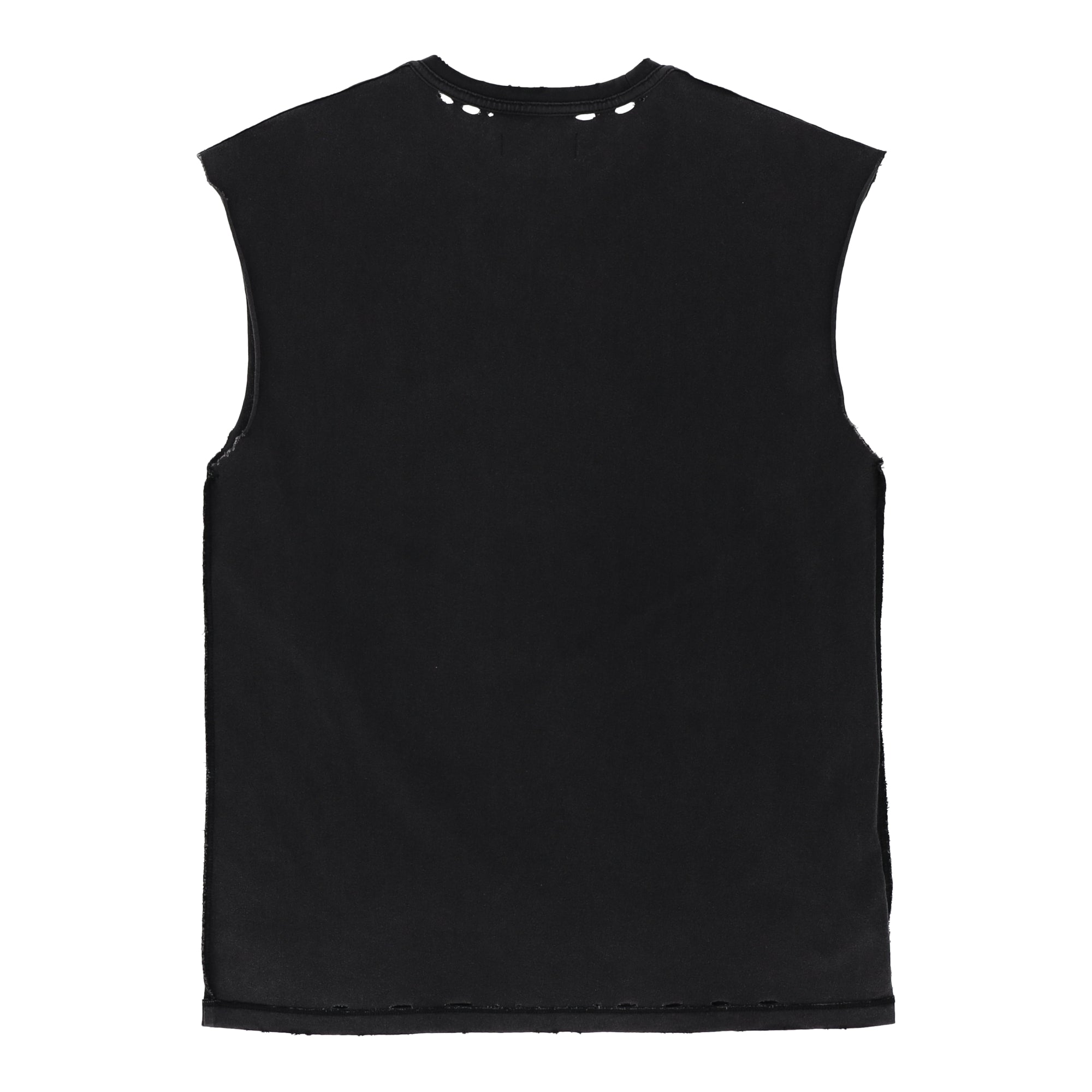 Textured Sleeveless Black T-Shirt